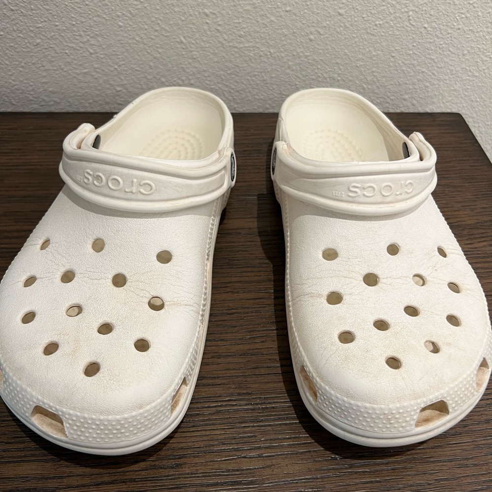 Crocs, white classic, women size 8